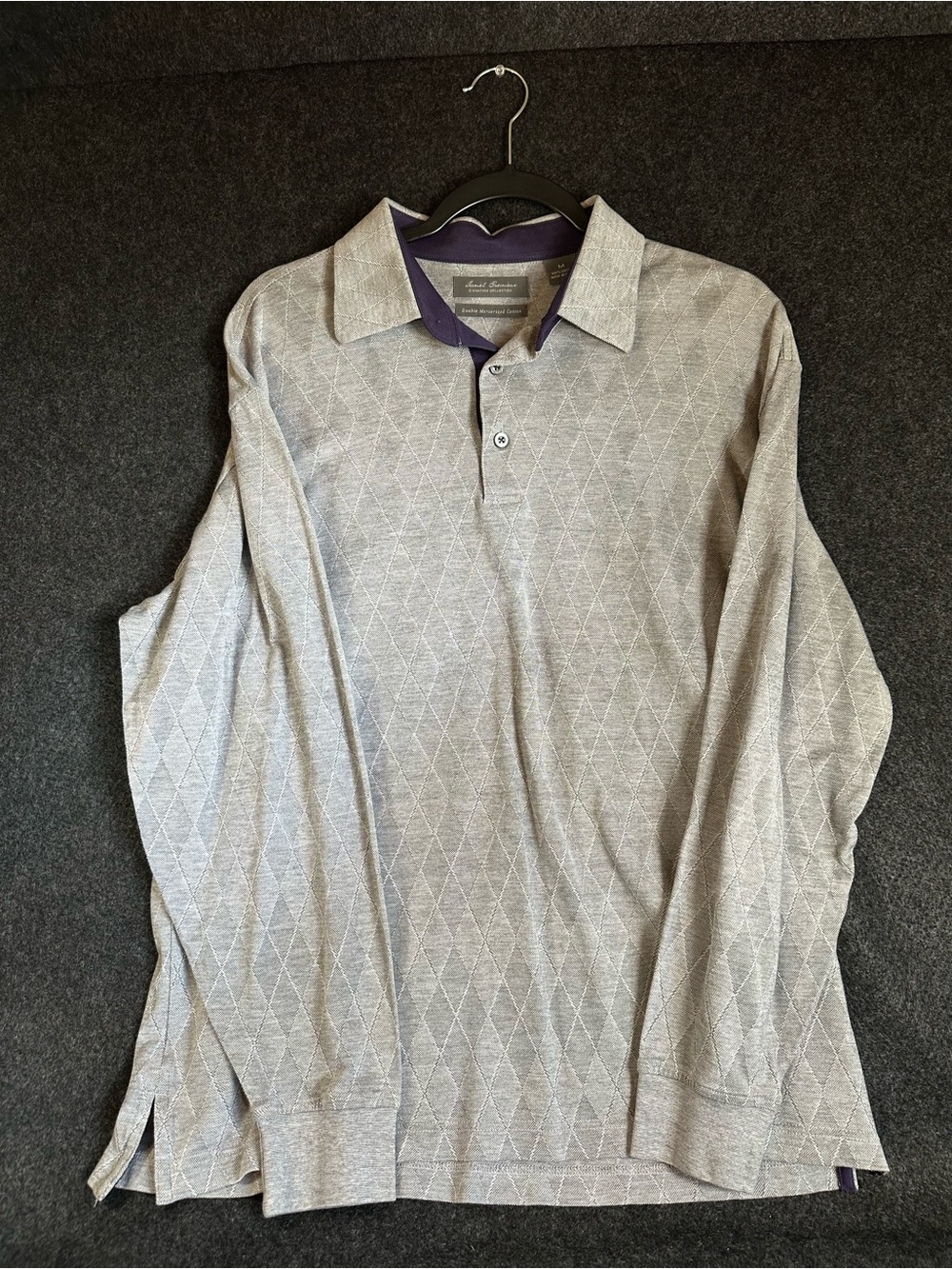 Daniel Cremieux Signature Collection Mens Long Sleeve Polo Shirt Gray Medium